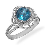 Женское серебряное кольцо с куб. циркониями и топазом, 1667480