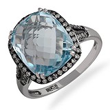Женское золотое кольцо с бриллиантами и топазом, 1667736