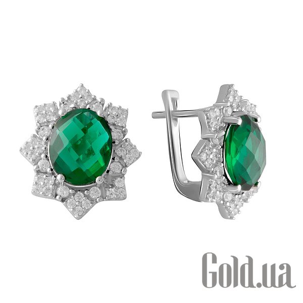 

Серьги Fresh Jewelry, Серебряные серьги с куб. циркониями и синт. изумрудами