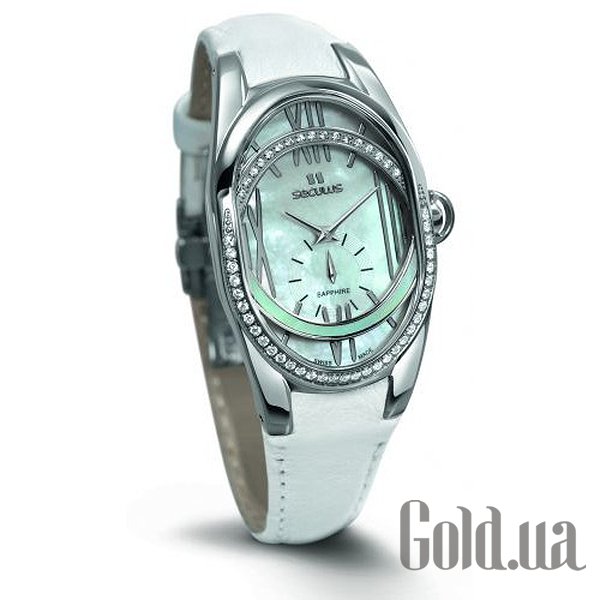

Швейцарские часы Seculus, 1668.2.1064 white, ss cz stones, white leather