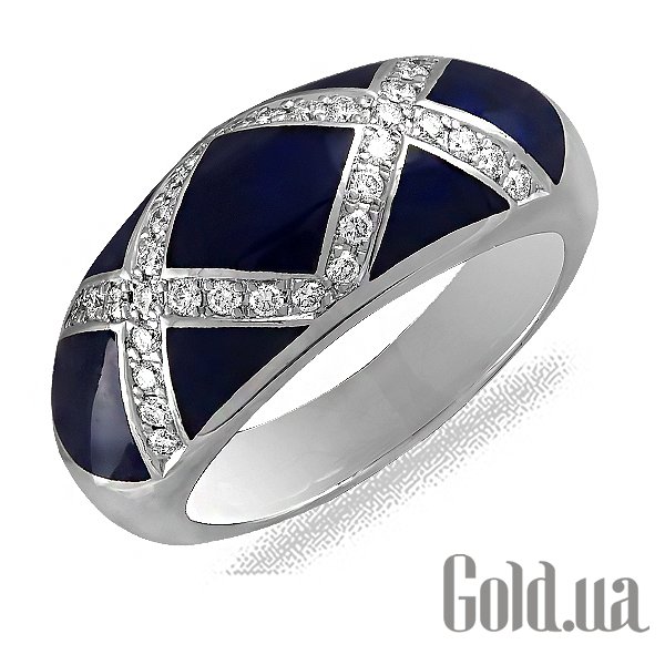 Женское золотое кольцо с бриллиантами и эмалью, 17