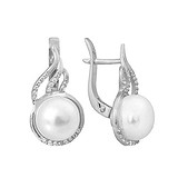 Срібні сережки з куб. цирконіями і перлами, 1541017