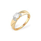 Золота каблучка з кристалом Swarovski і куб. цирконіями, 1547161