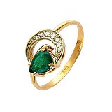 Женское золотое кольцо с изумрудом и бриллиантами, 1619097