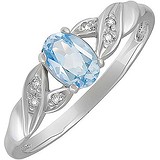 Женское серебряное кольцо с топазом  куб. циркониями, 1631897