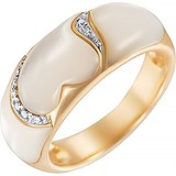 Женское золотое кольцо с бриллиантами и перламутром, 1645209