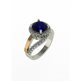 Женское серебряное кольцо с куб. циркониями и вставками из золота, 1646745