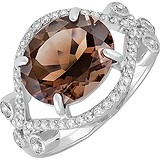 Женское серебряное кольцо с раухтопазом и куб. циркониями, 1654681