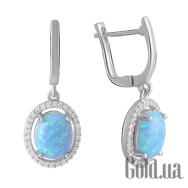 

Серьги с подвесками Fresh Jewelry, Серебряные серьги с куб. циркониями и опалами