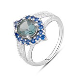 Женское серебряное кольцо с куб. циркониями и топазом (2122012), фотографии