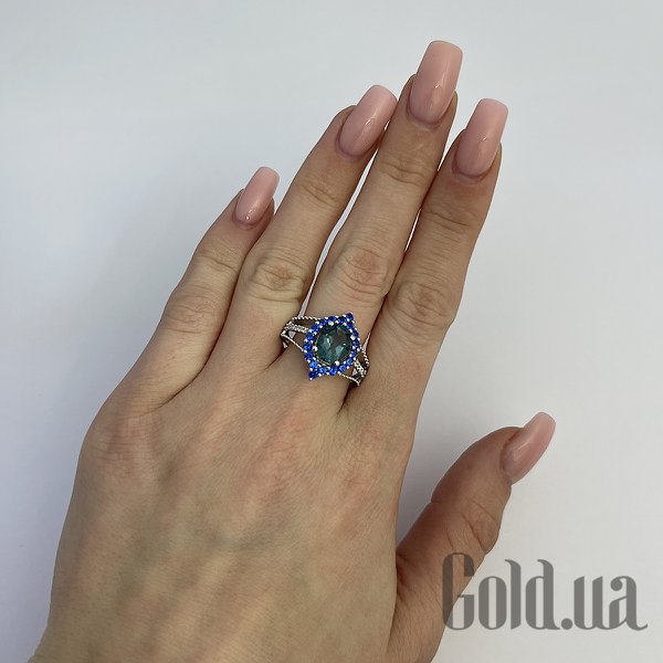 Каблучка Fresh Jewelry Жіноча срібна каблучка з куб. цирконіями і топазом, 17.5