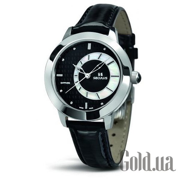 

Швейцарские часы Seculus, 1671.2.1063 black mop, ss, black leather