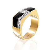 Мужское золотое кольцо с бриллиантами и ониксами, 1513370