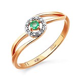 Женское золотое кольцо с бриллиантами и изумрудом, 1513626