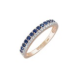 Женское золотое кольцо с сапфирами и бриллиантами, 1542554