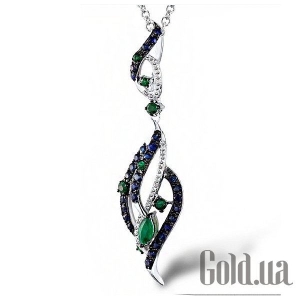

Женский кулон Lurie Jewelry, Золотой кулон с бриллиантами, изумрудами и сапфирами