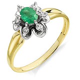 Женское золотое кольцо с бриллиантами и изумрудом, 1554842