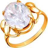 Женское серебряное кольцо с куб. цирконием в позолоте, 1614490