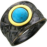 Женское серебряное кольцо с бирюзой в позолоте, 1629082