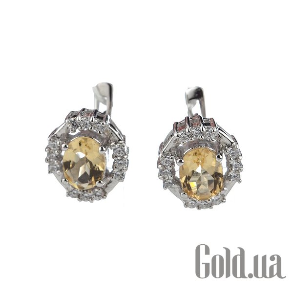 

Серьги Shatlen, Серебряные серьги с куб. циркониями и цитринами