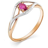 Женское золотое кольцо с рубином и бриллиантами, 1711002