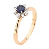 Женское золотое кольцо с сапфиром и бриллиантами, 1730458