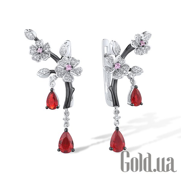 

Серьги с подвесками Lurie Jewelry, Золотые серьги с бриллиантами, рубинами, сапфирами и эмалью