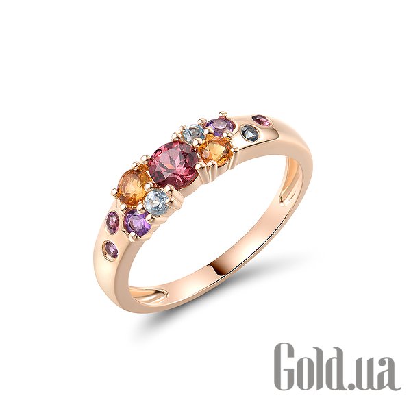 

Кольцо Lurie Jewelry, Женское золотое кольцо с аметистами, родолитами, топазами и цитринами, 16.5