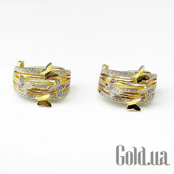 

Серьги Silvex925, Серебряные серьги с куб. циркониями в позолоте