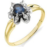 Женское золотое кольцо с бриллиантами и сапфиром, 1554843