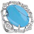 Женское серебряное кольцо с бирюзой и куб. циркониями - фото 1