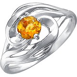 Женское серебряное кольцо с цитрином, 1610907
