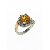 Женское серебряное кольцо с куб. циркониями и вставками из золота, 1646235