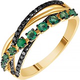 Женское золотое кольцо с бриллиантами и изумрудами, 1668763