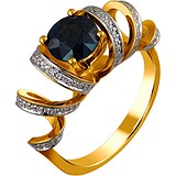 Женское золотое кольцо с бриллиантами и сапфиром, 1671323