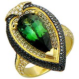 Женское золотое кольцо с турмалином и бриллиантами, 1685659