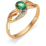 Женское золотое кольцо с изумрудом и бриллиантами, 1696923