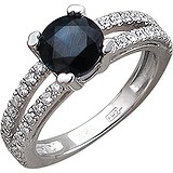 Женское золотое кольцо с бриллиантами и сапфиром, 1714331