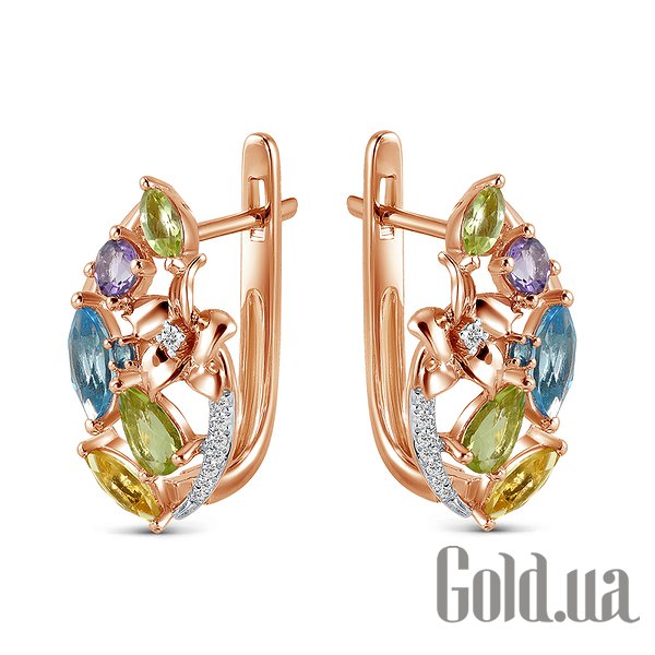 

Серьги Lurie Jewelry, Золотые серьги с аметистами, топазами, перидотами, цитринами и бриллиантами