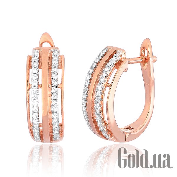 

Серьги Silvex925, Серебряные серьги с куб. циркониями в позолоте