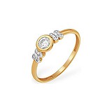 Золота каблучка з кристалом Swarovski і куб. цирконіями, 1547164