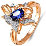 Женское золотое кольцо с бриллиантами и сапфиром, 1603228