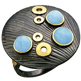 Женское серебряное кольцо с бирюзой в позолоте, 1625756
