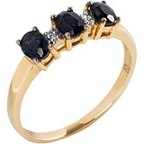Женское золотое кольцо с сапфирами и бриллиантами, 1673116