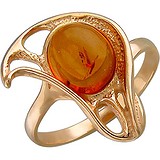 Женское серебряное кольцо с янтарем в позолоте, 1674908