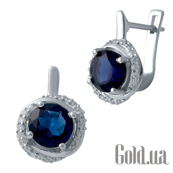 

Серьги Fresh Jewelry, Серебряные серьги с синт. сапфирами и куб. циркониями