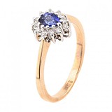 Женское золотое кольцо с сапфиром и бриллиантами, 1730460