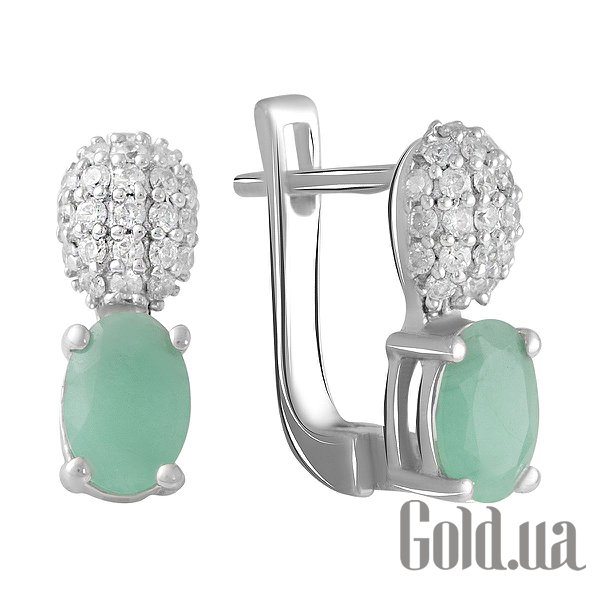 

Серьги Fresh Jewelry, Серебряные серьги с изумрудами и куб. циркониями