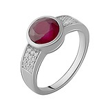 Женское серебряное кольцо с куб. циркониями и рубином, 1750428