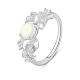 Женское серебряное кольцо с куб. циркониями и опалом